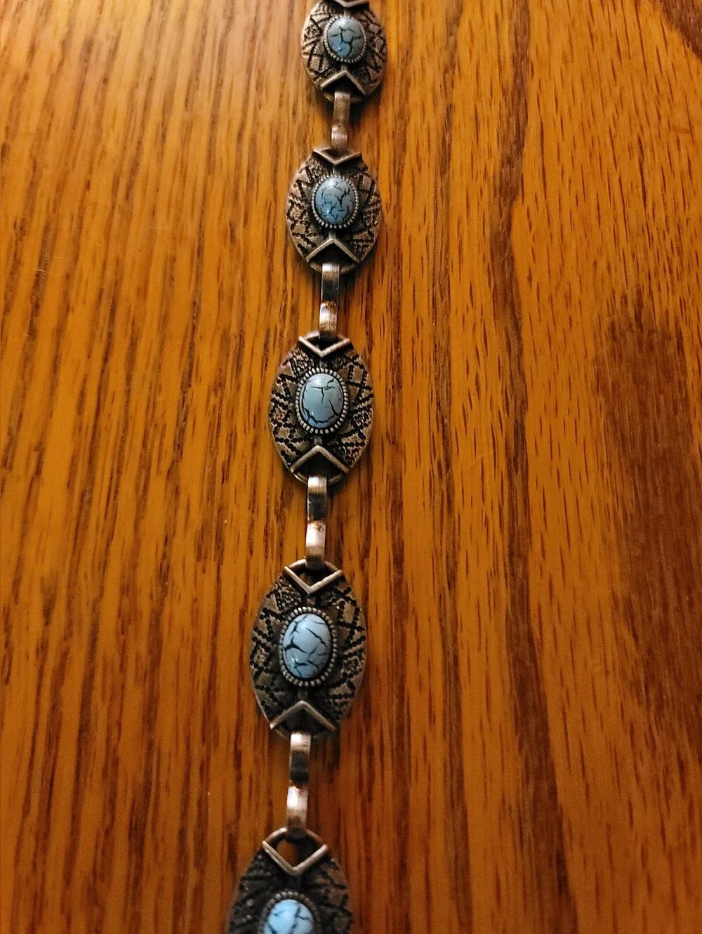 Silver-tone Faux Turquoise Chain Belt